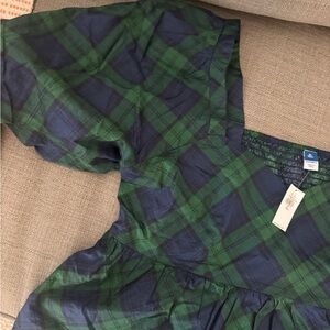 Old Navy Green and Navy Plaid Baby Doll Shirt